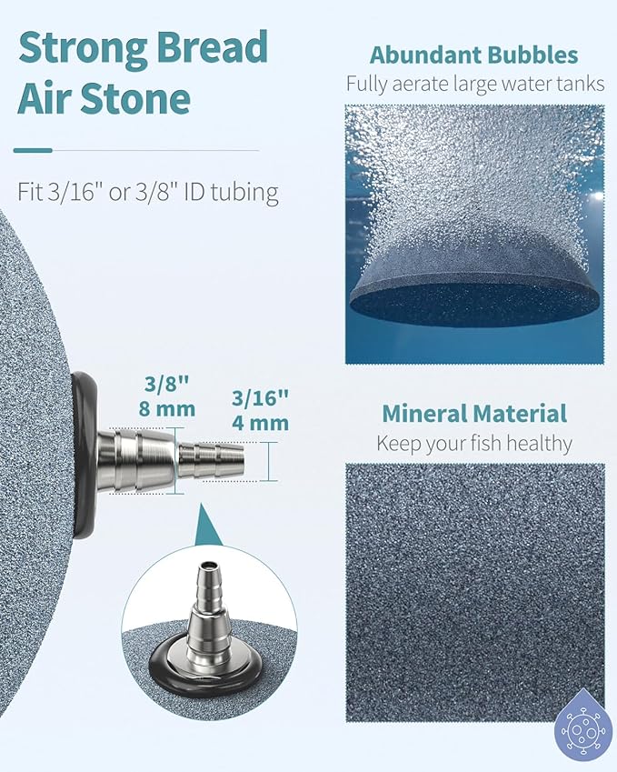 Pawfly Aquarium Air Stone 6 Inch, Fish Tank Bread Air Stone Bubbler Oxygen Diffuser for Large Air Pump Fish Tank Outdoor Garden Pond and DWC System