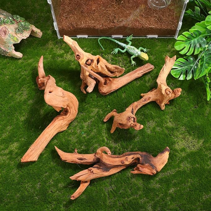 Toddmomy Aquarium Driftwood 4Pc Set 7.48In Natural Fish Tank Wood Decor for Freshwater Aquascaping Fish Cave and Hiding Spots