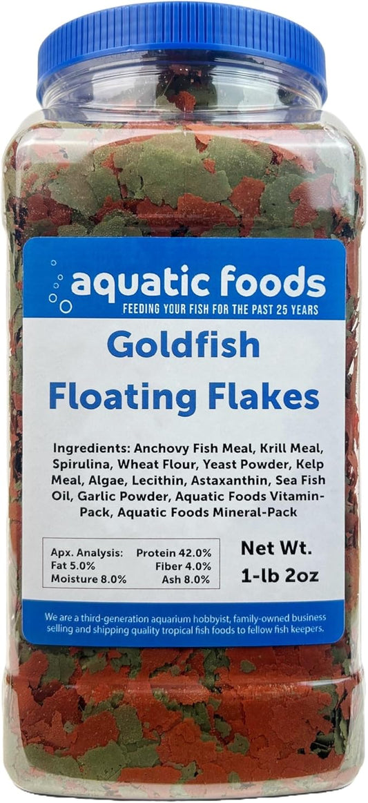 Goldfish Flakes, Premium Smaller Flakes for Aquarium Goldfish, Koi & Pond Fish- AFI Goldfish Flake…1-lb 2oz Lg Jar