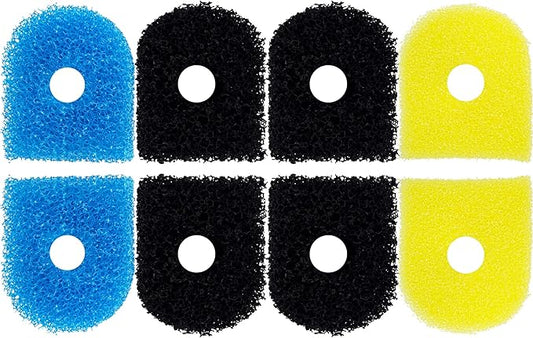 8 Pack Replacement Filter Sponges Compatible with Kulife Aquarium Filters, 2 Coarse Sponge, 4 Carbonized Sponge, 2 Fine Sponge