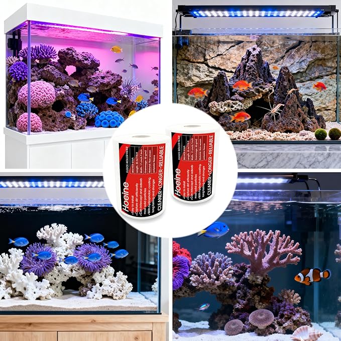 Replacement Fleece Roll for Red Sea 1200 Series Filter Systems, 115ft Quick-Change Dense Filter Media, Crystal Clear Aquarium Filtration (2 Packs)