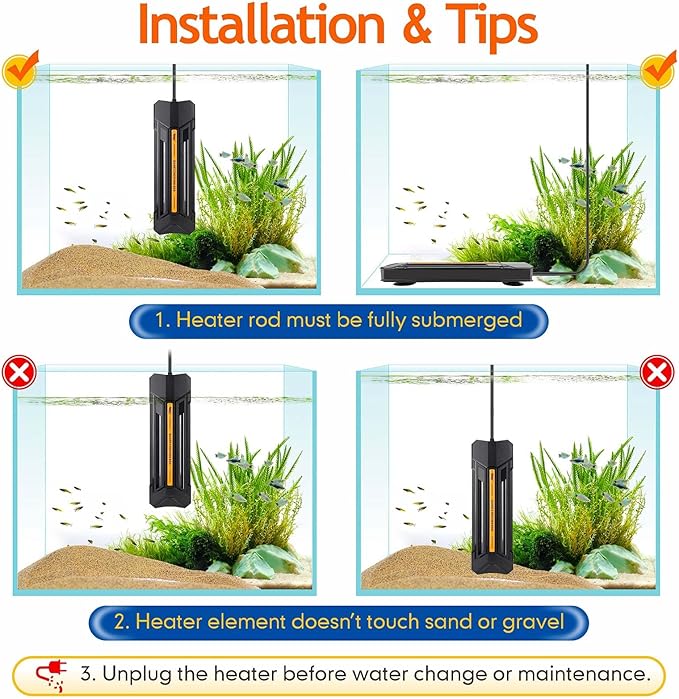 hygger 1000W Aquarium Heater with Controller, Adjustable & Submersible Fish Tank Heater with Digital Display Safety Triple Protection Beeping Alarm for Saltwater and Freshwater 130-260 Gallon