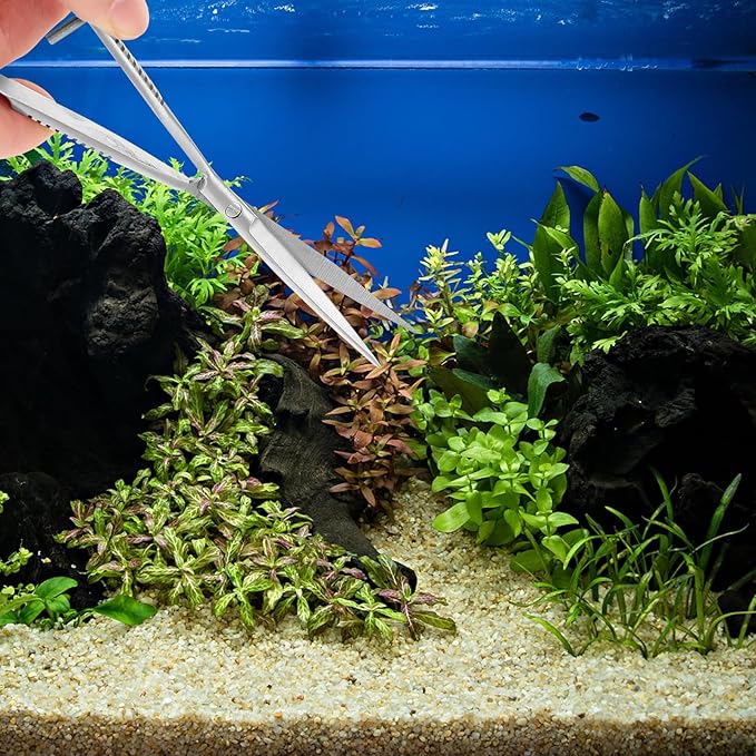 Aquarium Water Grass Stainless Steel Spring Action Curved Aquatic Plant Tongs Fish Tank Landscaping Tools for Aquarium Embroidery