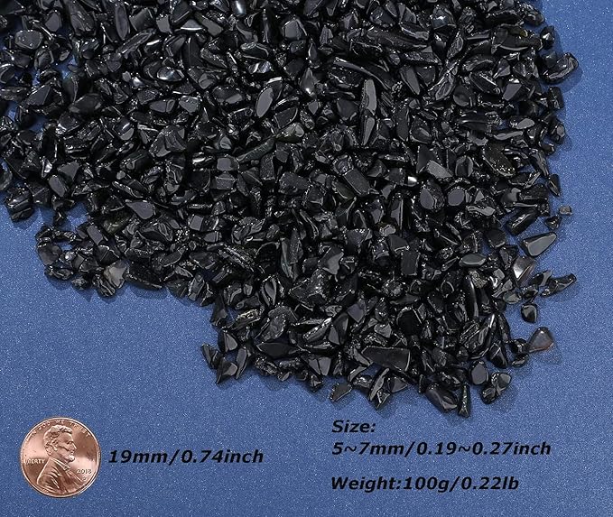 LAIDANLA Obsidian Crushed Stone Crystal Chips Bulk Natural Gemstones Healing Reiki Crystals Mini Quartz Vase Filler Aquarium Gravel 100g