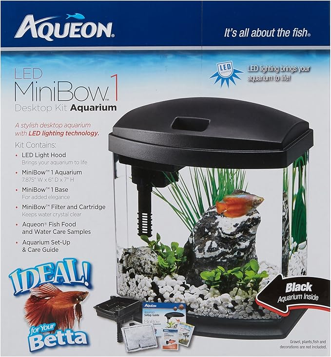 Aqueon Products 015905178020 LED Minibow Aquarium Kit, 1 Gallon, Black