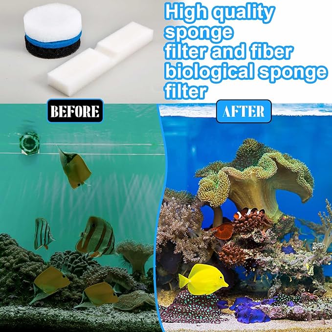 Threlaco 34 Pcs Aquarium Filter Media Kit Compatible with Fluval Fx2 Fx4 Fx5 Fx6, Including 6 Foam Block, 6 Packs Activated Carbon, 4 Mesh Bags, 10 Foam Pads, 6 Water Polishing Pads, 2 Silicone Lube