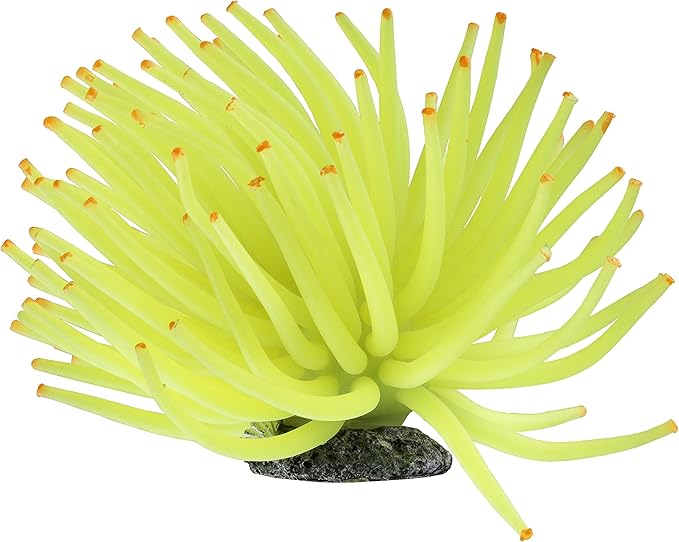 GloFish Yellow Anemone Ornament, Detailed Aquarium Ornament, Creates A Glowing Effect