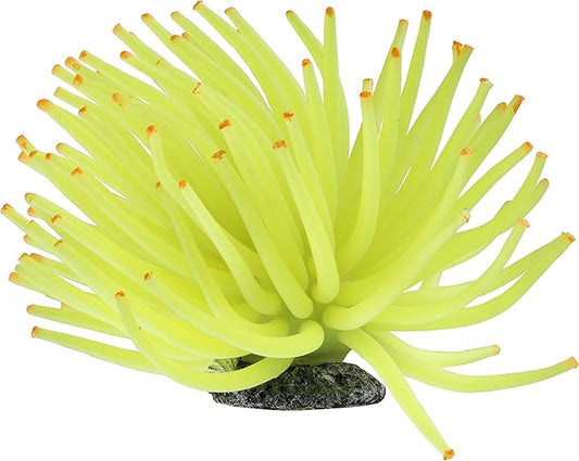 GloFish Yellow Anemone Ornament, Detailed Aquarium Ornament, Creates A Glowing Effect