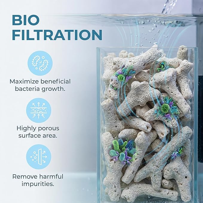 iplusmile Aquarium Coral Stone Bottom Gravel 1.77 Inch Natural Fish Tank Filtration Material Decorative Aquarium Stones for Freshwater and Marine Tanks