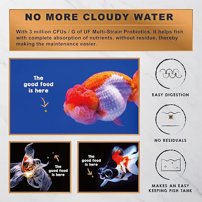 Ultra Fresh Sinking Goldfish Food, Color Enhancing, Balanced Diet, All Natural Ingredients, Clear Water Formula, Slow Sinking Gold Fish Pellets, Goldfish Ultra Color 2.2 lbs