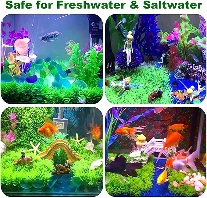 kathson 3 PCS Aquarium Grass Mat Decorations,Artificial Plastic Plant Lawn for Fish Tank Plants Landscape Ornament,Fish Tank Decor Green Carpet with Suction Cups for Freshwater & Saltwater
