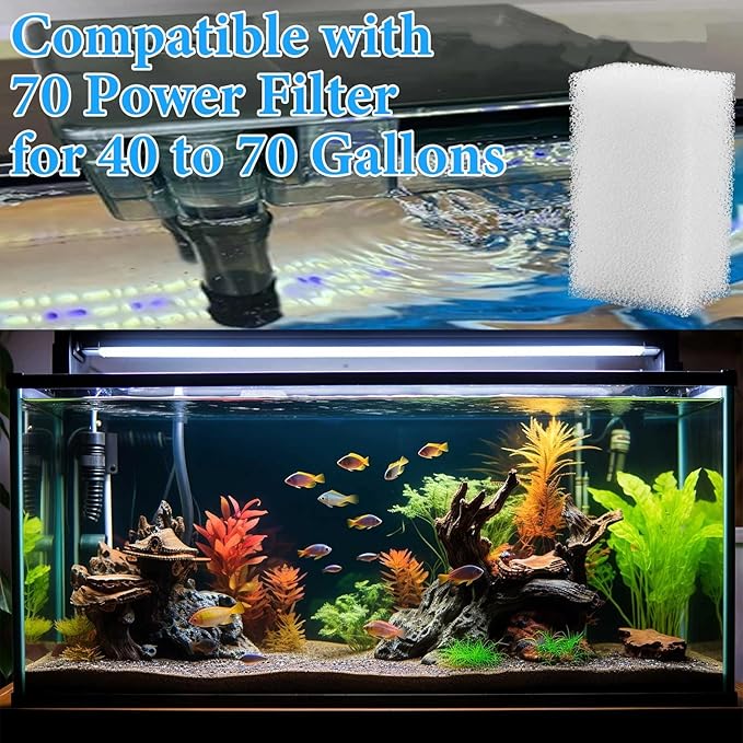 Threlaco 6 Pcs Compatible with Aquaclear 70 Foam Filter Inserts, for Filtering Mechanical and Biological Media, Keeping the Water Tank Clean and Fresh