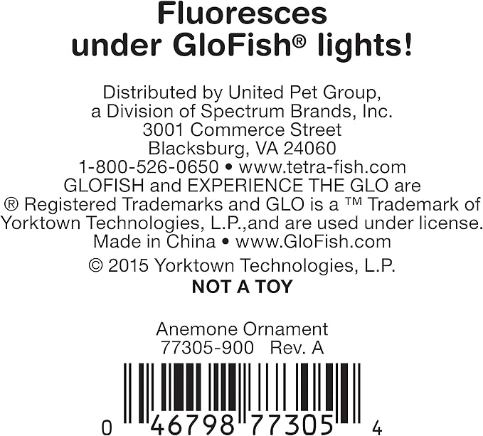 GloFish Yellow Anemone Ornament, Detailed Aquarium Ornament, Creates A Glowing Effect