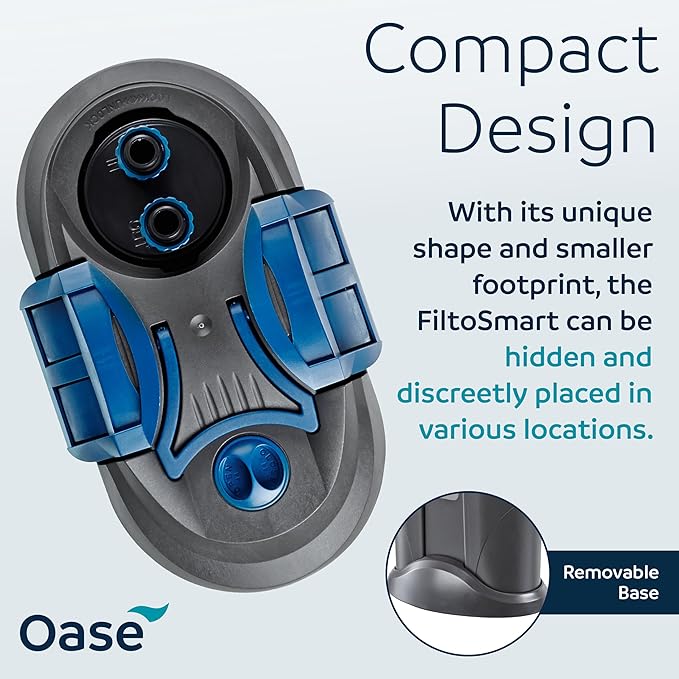 Oase FiltoSmart 300 Canister Filter for Aquariums – Quiet, Space-Saving External Filter with Multi-Stage Filtration, No-Mess Maintenance, for Freshwater & Saltwater Tanks Up to 80 Gallons