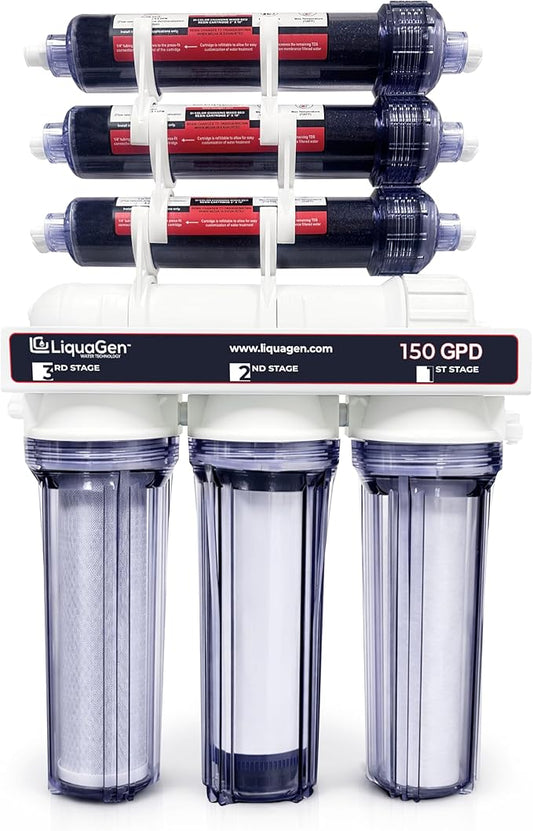 LiquaGen- Heavy Duty & High Capacity- 7 Stage Aquarium Reef & Deionization Reverse Osmosis Water Filtration System (RODI) - 150 GPD | 0 PPM/TDS | Water Dispenser for Fish Tank with Filter's Included