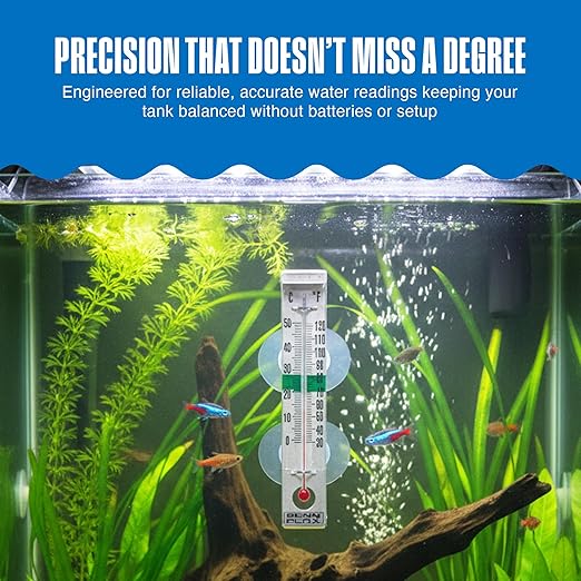 Penn-Plax Therma-Temp Stainless Steel Thermometer - Accurate Aquarium Thermometer - Easy to Read - Dual Scale for Freshwater and Saltwater Tanks - Rust-Resistant Clip-On Design - 4.25 Inches