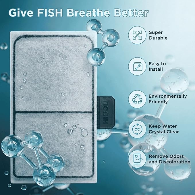 6 Pack Filter Cartridges for Top Fin EF-S and BF5 BETTAFLO, 3.7x2.1 Inch Replacement Aquarium Filter Media with Activated Carbon for Fish Tank Water Filtration