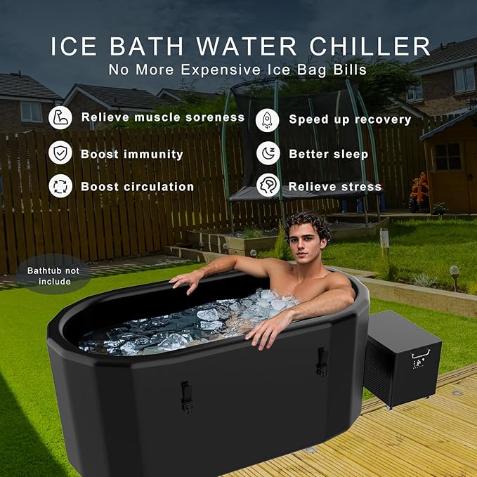 Hi-Q 1HP Cold Plunge Chiller and Heater All-in-One, Smart Ice Bath Machine with App Control & Integrated Pump, Portable Indoor/Outdoor Water Cooler with Wheels for Recovery Tub, Includes 4 Filters