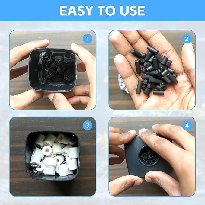 Aquarium Filter Media Double Pack - Activated Carbon, Bio Balls & Ceramic Rings Fit Most Filter Systems for Freshwater & Saltwater Fish Tanks