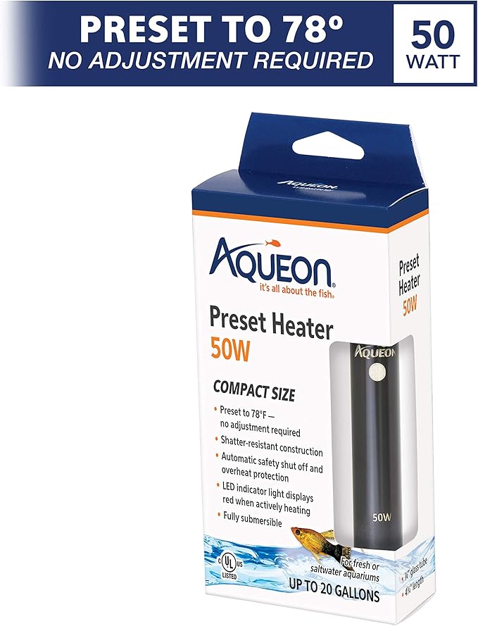 Aqueon Preset Aquarium Heater Black, 50 Watts