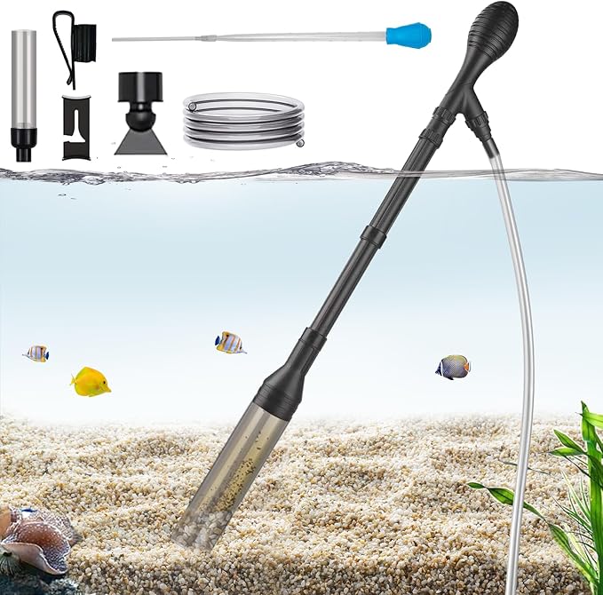Carefree Fish Aquarium Gravel Cleaner 6Ft Hose Fish Tank Water Changer Gravel Vacuum Adjustable Length ABS(for 20~100Gal Tank)