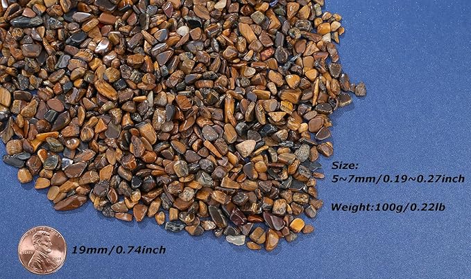 LAIDANLA Tiger Eye Crushed Stone Crystal Chips Bulk Natural Gemstones Healing Reiki Crystals Mini Quartz Vase Filler Aquarium Gravel 100g