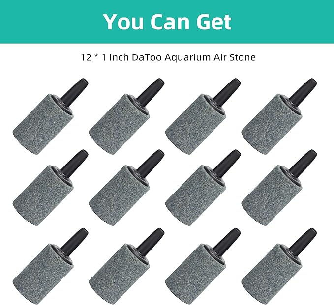 DaToo Aquarium Air Stone 1 Inch 12 Pack Fish Tank Aerator Bubble Diffuser Silicon Carbide Fish Tank Airstone for Air Pump Aquariums Ponds Hydroponic Systems