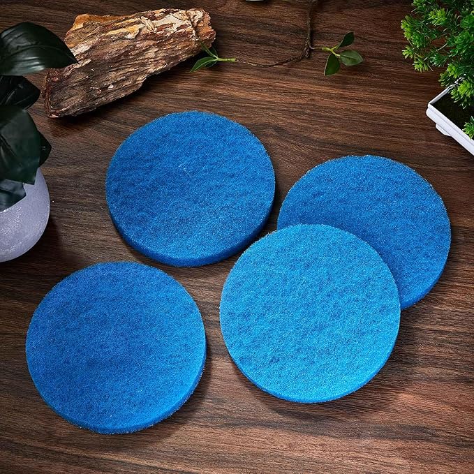 Tranqun 24 Pcs Fine Filter Water Polishing Pad Compatible with Fluval Fx4, Fx5, Fx6 7 x 7 x 0.79 Inches Blue Filter Media Canister Aquarium Water Polishing Pads