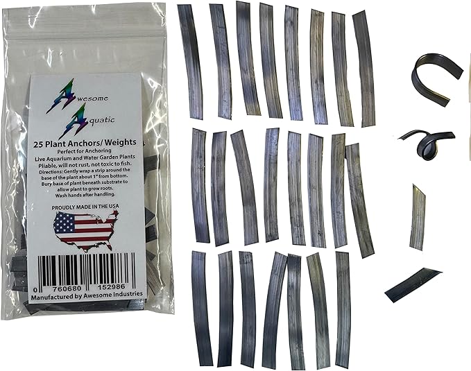 Awesome Aquatic Plant Anchors/Weights 25 pk Strip Lead Ribbon Live Plants Weight Anchor (25 Pack Strips)