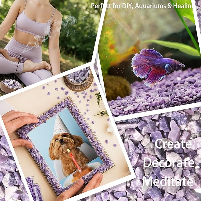 Lepidolite Crystal Chips 1lb (600+ Pieces) – 8-15mm Natural Purple Mica Stones for Anxiety Relief, Jewelry Making, Meditation, Emotional Healing & Spiritual Gifts – Stone of Balance & Transition