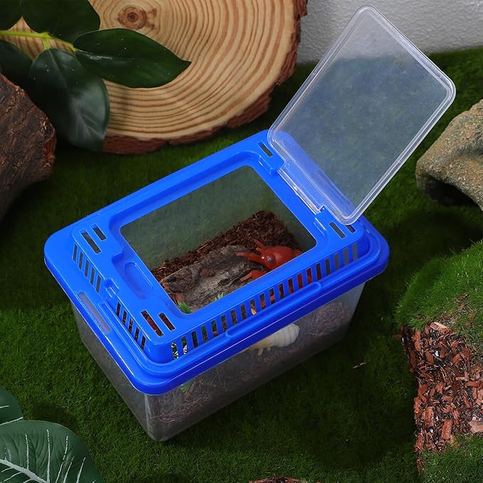 SEWACC Turtle Carrier Fish Tank with Lid Portable Turtle Aquarium Carrying Tank Clear Plastic Storage Box for Home Use