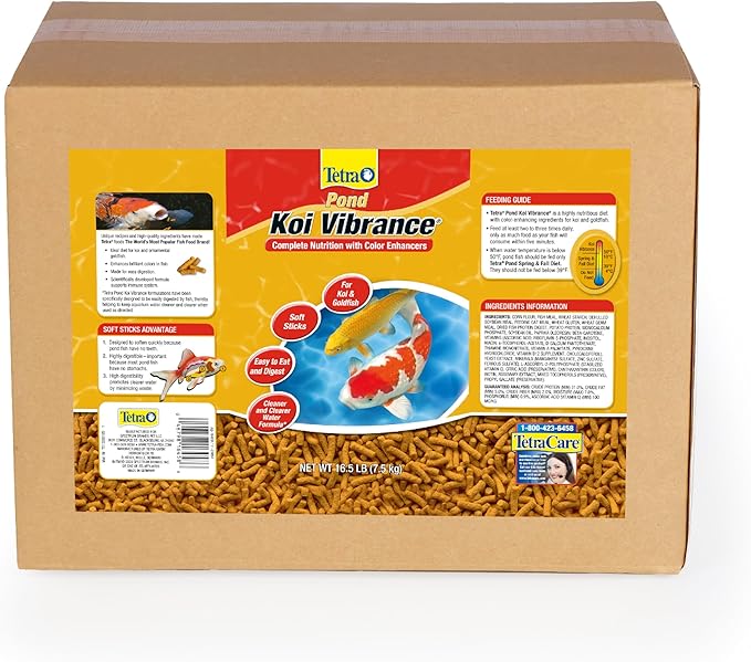 TetraPond Koi Vibrance, Soft Sticks, Floating Pond Food, 16.5 Pounds