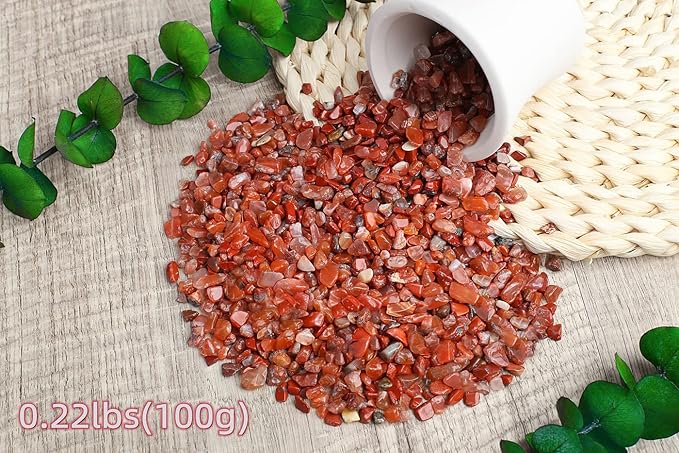 ZHIYUXI Carnelian Crystal Chips Bulk Fish Tank Gravel Vase Filler Stones Bulk Crushed Crystals Gemstone Polished Natural Quartz Healing Crystals Stone Glass Stones Fish Rocks