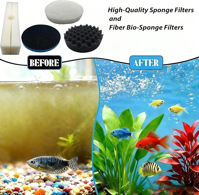 26 Piece Fx6 Canister Filter Media Kit Replacement Compatible with Fluval Fx4/Fx5/Fx6 Aquarium Filters Including Upgraded 3-in-1 Carbon Pad, Bio Foam, Carbon Sponge Filter, Ceramic Rings