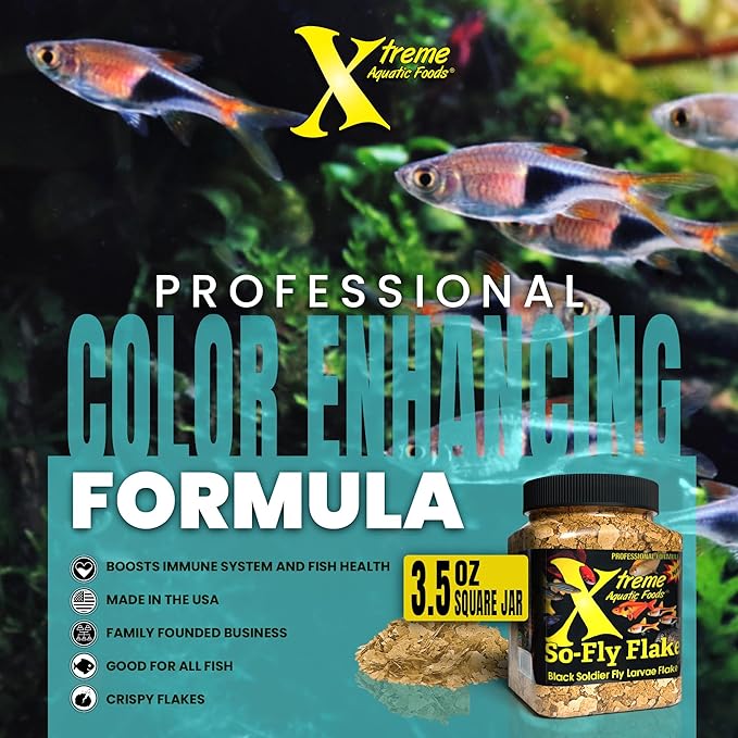 Xtreme So-Fly Flakes - Sustainable Protein from Black Soldier Fly Larva for Tropical Fish - Eco-Friendly Food, Nutrient-Rich, All-Natural Diet - USA Farm Grown (3.5oz)