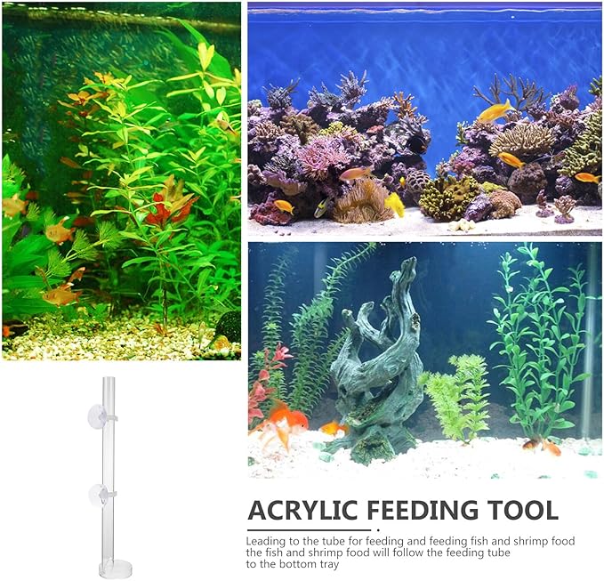 NUOBESTY Aquarium Shrimp Feeding Tool with Sucker and Tray, 40cm Acrylic Fish Tank Feeder Tube for Automatic Feeding in Shrimp and Fish Tanks