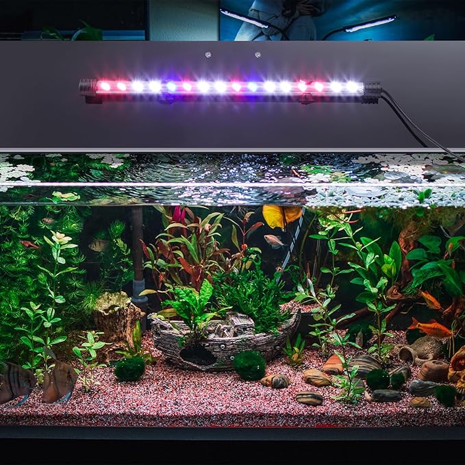 Sieral Aquarium Lids Polycarbonate Canopy with LED Light 2 Pcs Set 22.95 x 11.5 x 0.12 Inch for 33/40/55 Gallon with Center Brace Aquariums Cover Fish Tank Lid with a Hook Knife, Black