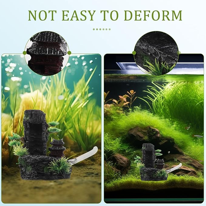 SHINEOFI Resin Aquarium Mountain Rock with Sand Waterfall Fish Tank Decoration Hideout Small Size Indoor Aquatic Landscape Ornament for Freshwater and Goldfish Tanks