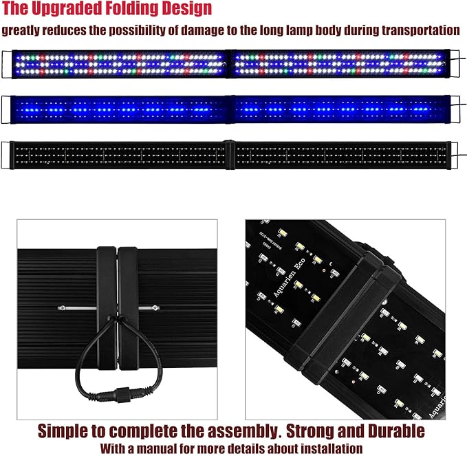 Upgraded Aquarium Light LED Full Spectrum 72-84 inch Hood Lamp for Freshwater Marine Plant 180-210 cm Multi-Color Decorations Fish Tank Light