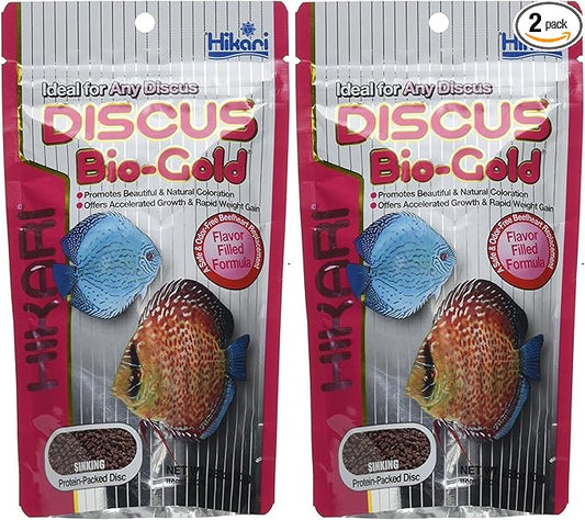 Hikari DISCUS BIO-GOLD, 2.82 oz, High-Protein Fish Food, Natural Color Enhancing Ingredients, Supports Immune System Health, All Life Stages, 2 Pack