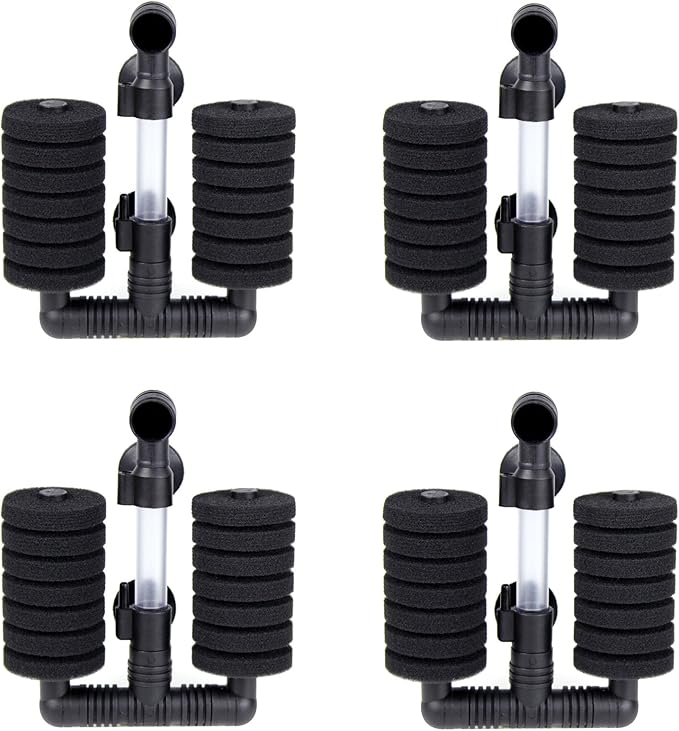 AQUANEAT 4 Pack Double Bio Sponge Filter, for Fry, Betta, Shrimp, Nano, Aquarium Fish Tank