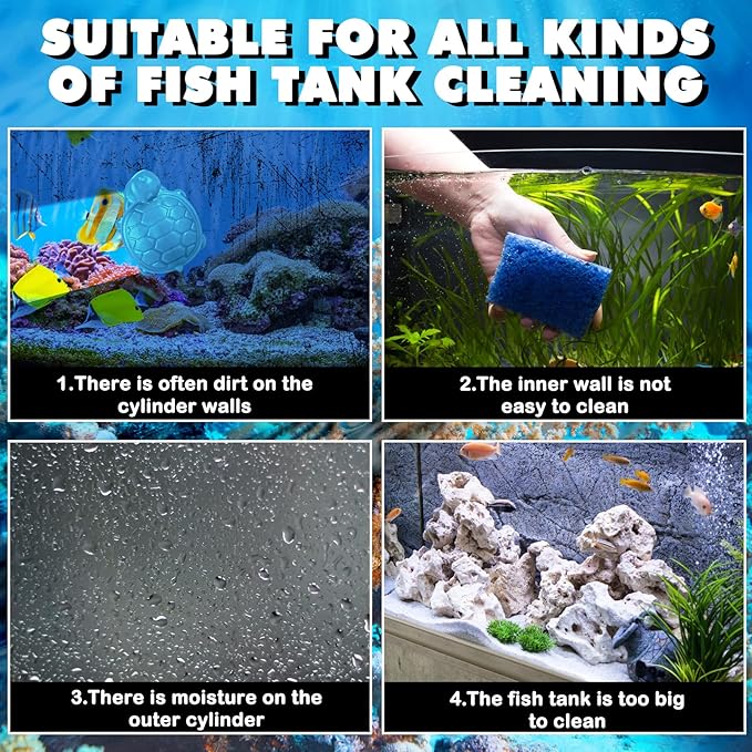2 Pcs Algae Cleaning Scrapers Aquarium Tank Glass Brush Small Aquarium Magnet Cleaner Fish Tank Algae Cleaner Magnetic Cistern Glass Detergent for Fish Urn Detergent(Tortoise,Blue, Coffee Black)