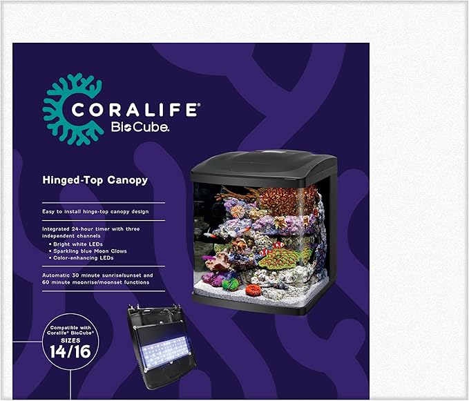 Coralife BioCube LED Aquarium Fish Tank Replacement Lid Canopy, 14/16 Gallon