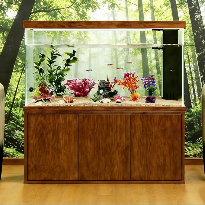 Aquarium Artificial Plastic Plants Decors Goldfish Betta Cave Rock Hideout Fish Bowl Ornaments Plants Decorations Vivid Colorful Fish Tank Large Small Artificial Plants Seaweed Sets Aquarium Decor