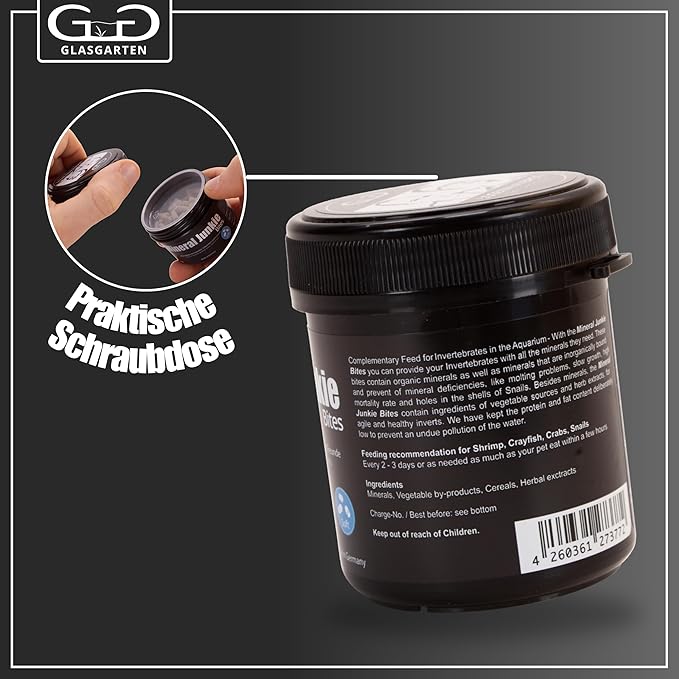 GlasGarten Mineral Junkie Bites (Sticks) for Shrimps, Crayfish, Crabs, Snails (100g)