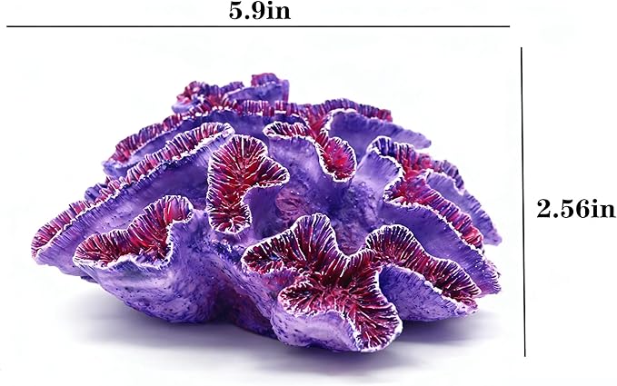Aquarium Coral Decor, 5.9 Inch Lifelike Resin Coral Ornament for Fish Tank, Safe Decoration for Aquascaping, Purple