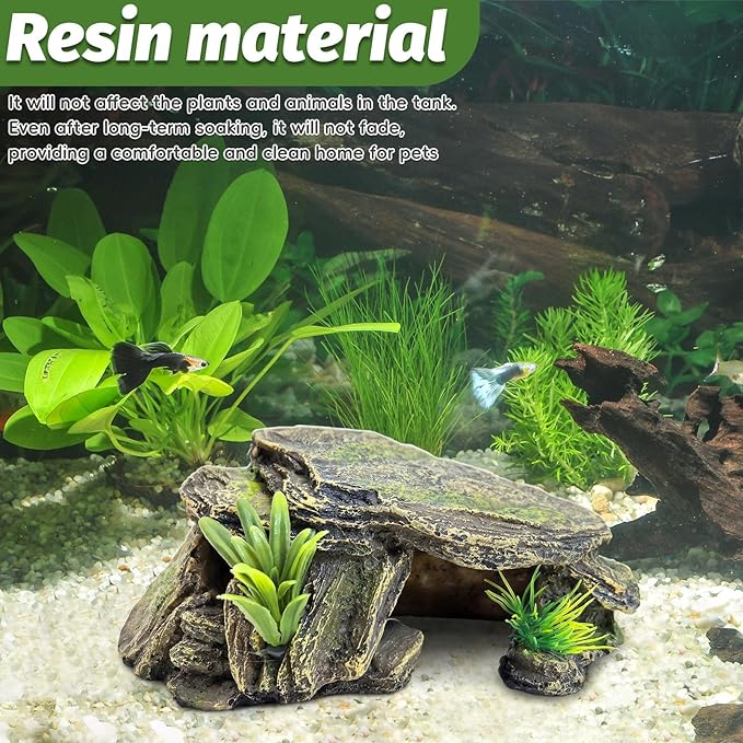 PINVNBY Small Fish Tank Decorations (Size: 5.5 x 2.9 x 2.9 inches), Resin Rock Aquarium Decorations Fish Cave or Reptile Hide to Rest Play Breed, Suitable for Small Betta Humid Gecko Tortoise