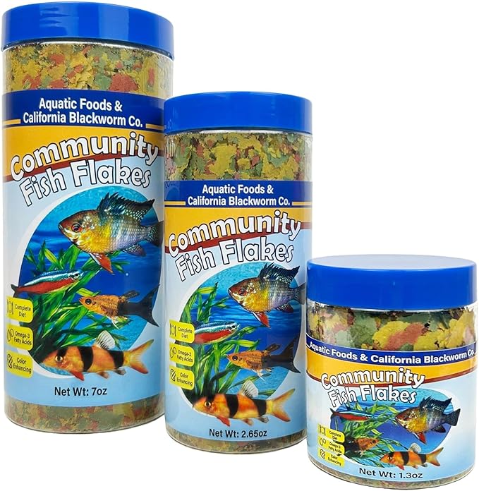 Community & Tropical Fish Flakes, for Angel Fish, Guppies, Live Bearers, Loaches, Gouramis, Catfish, Cichlids, 12-Type Pellet Mix & 4-Type Wafer Mix Included...7.0oz Canister