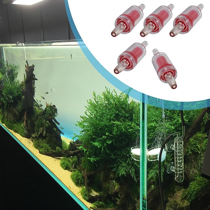 Plastic Air Pump Check Valves, Non-Return Check Valve for Fish Tank, 2.1x 0.58 Inch (Red 5 Pcs)