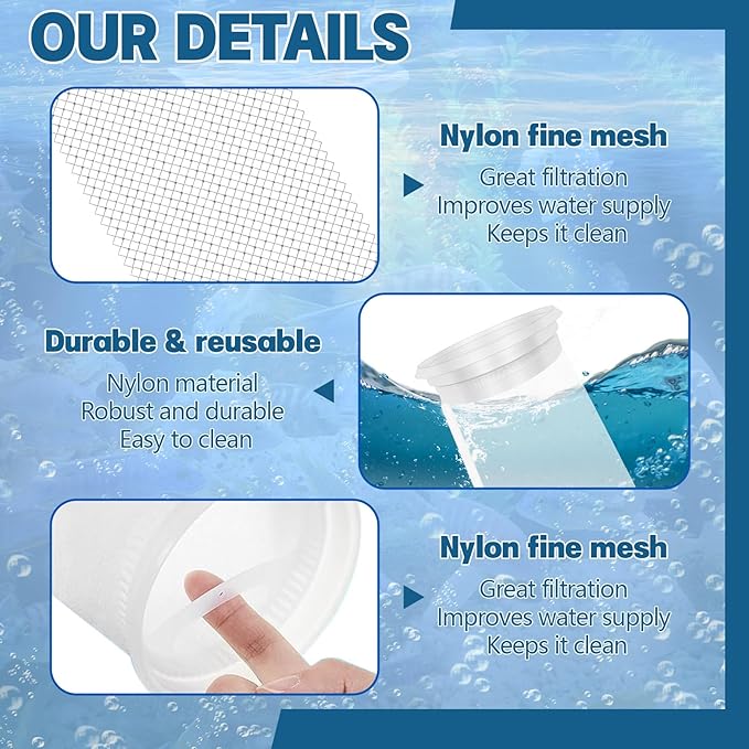 8PCS 4 Inch 200-Mesh Nylon Aquarium Filter Sock, Filter Socks, Reusable Fine Mesh Bag for Saltwater Aquarium and Fish Tank Freshwater, Aquarium Accessories (9.84×5.31 Inch)